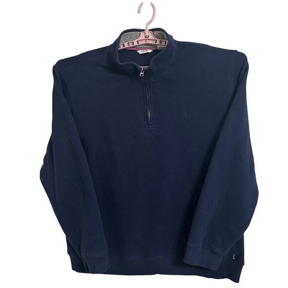 Izod Mens Navy Blue 1/4 Zip Pullover Sweatshirt XXL Preppy Dark Academia - Picture 2 of 7